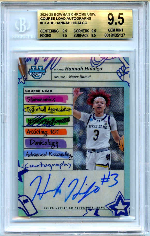 Product Hannah Hidalgo RC 2024-25 Bowman U Chrome Course Load Rookie Auto BGS 9.5 Link