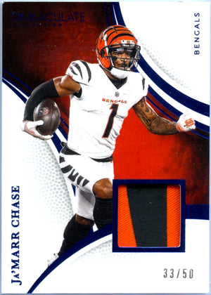 Ja'marr Chase 2025 Immaculate Sapphire Blue Jersey Patch SP 33/50