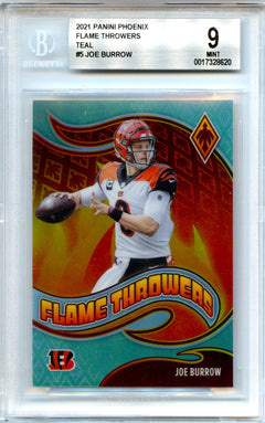 Joe Burrow 2021 Panini Phoenix Teal Flame Throwers SP 83/149 BGS 9-1