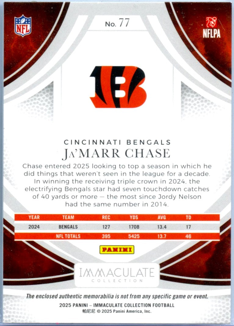 Ja'marr Chase 2025 Immaculate Sapphire Blue Jersey Patch SP 33/50-2