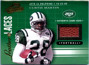 Curtis Martin 2001 Playoff Absolute Game Used Ball Patch Leather Laces SP 98/275