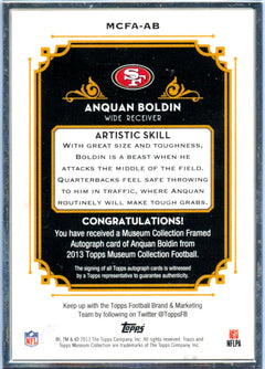 Anquan Boldin 2013 Topps Museum Collection Framed Silver Ink Auto SP 2/20-2