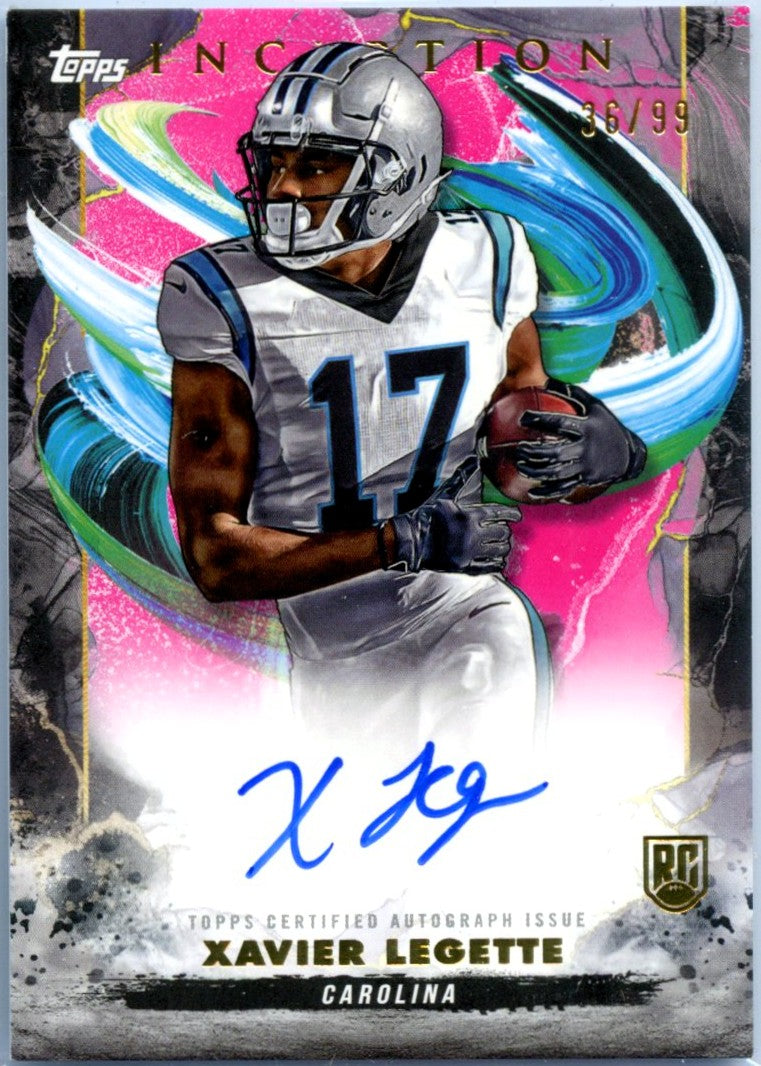 Xavier Legette RC 2024 Topps Inception Pink Rookie Auto SP 36/99-1