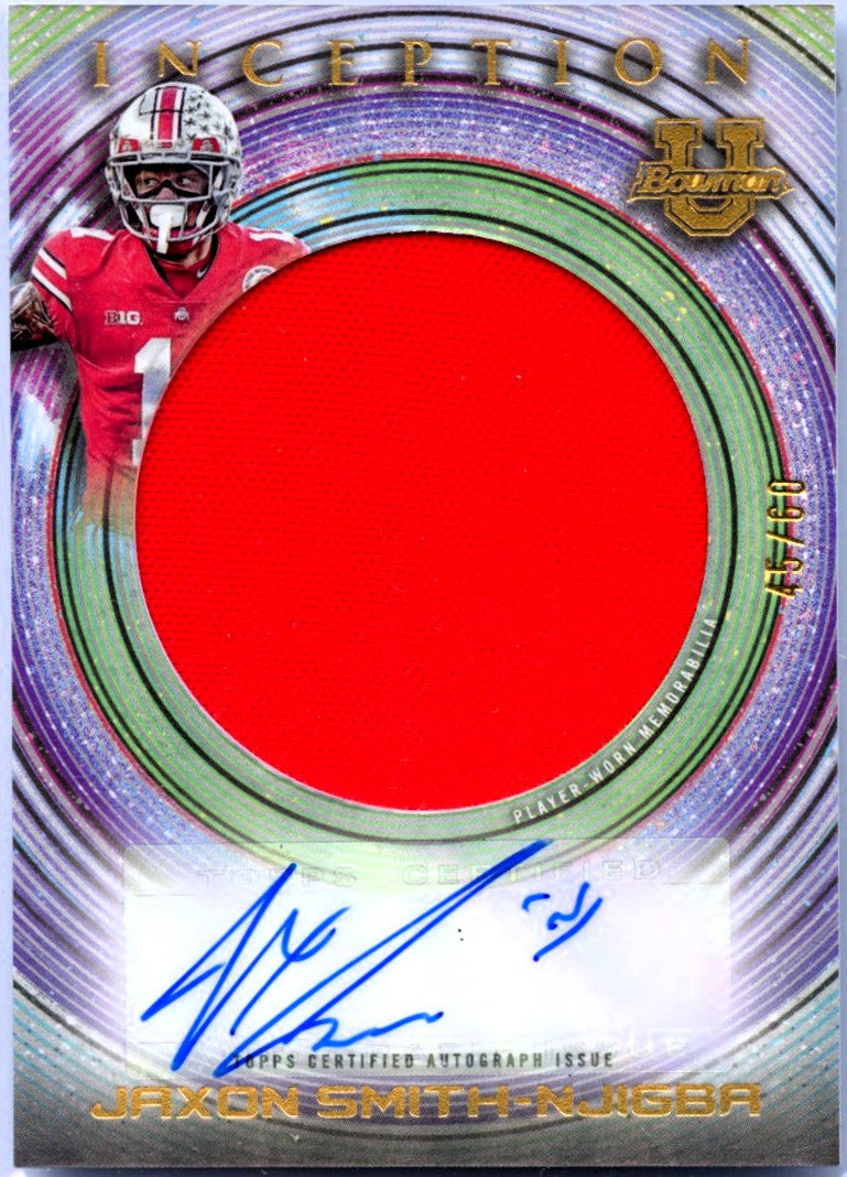 Jaxon Smith-Njigba RC 2022 Bowman U Inception Rookie Patch Auto SP 45/60