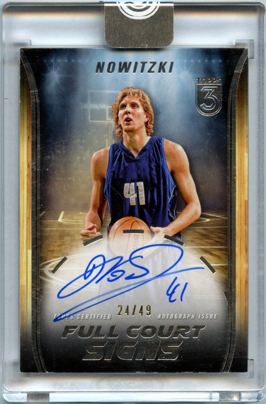 Dirk Nowitzki 2024-25 Topps 3 Full Court Signs Auto SP 24/49-1