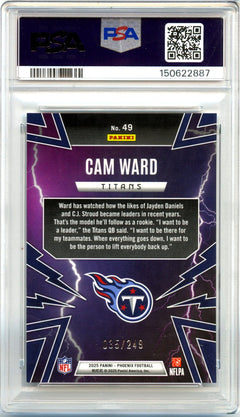 Cam Ward RC 2025 Panini Phoenix Silver Pandora Thunderbirds Rookie SP 35/249 PSA 10-2
