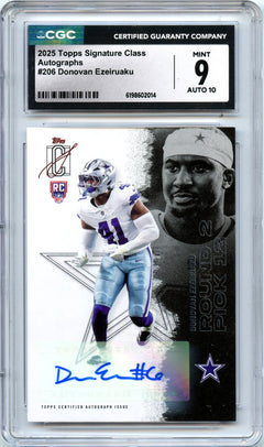 Donovan Ezeiruaku RC 2025 Topps Signature Class Rookie Auto #206 CGC 9-1