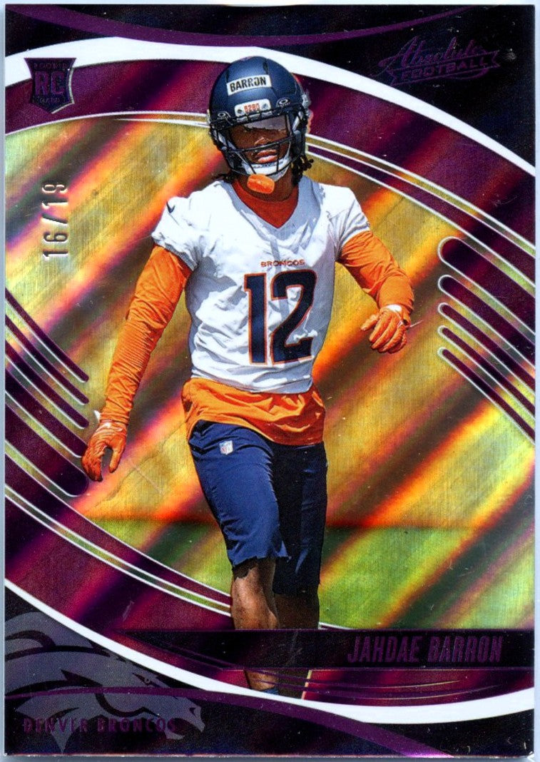 Jahdae Barron RC 2025 Panini Absolute Purple Pillars Rookie SP 16/19-1
