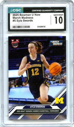 Syla Swords RC 2025 Bowman U Now March Madness Rookie #5 CGC 10-1