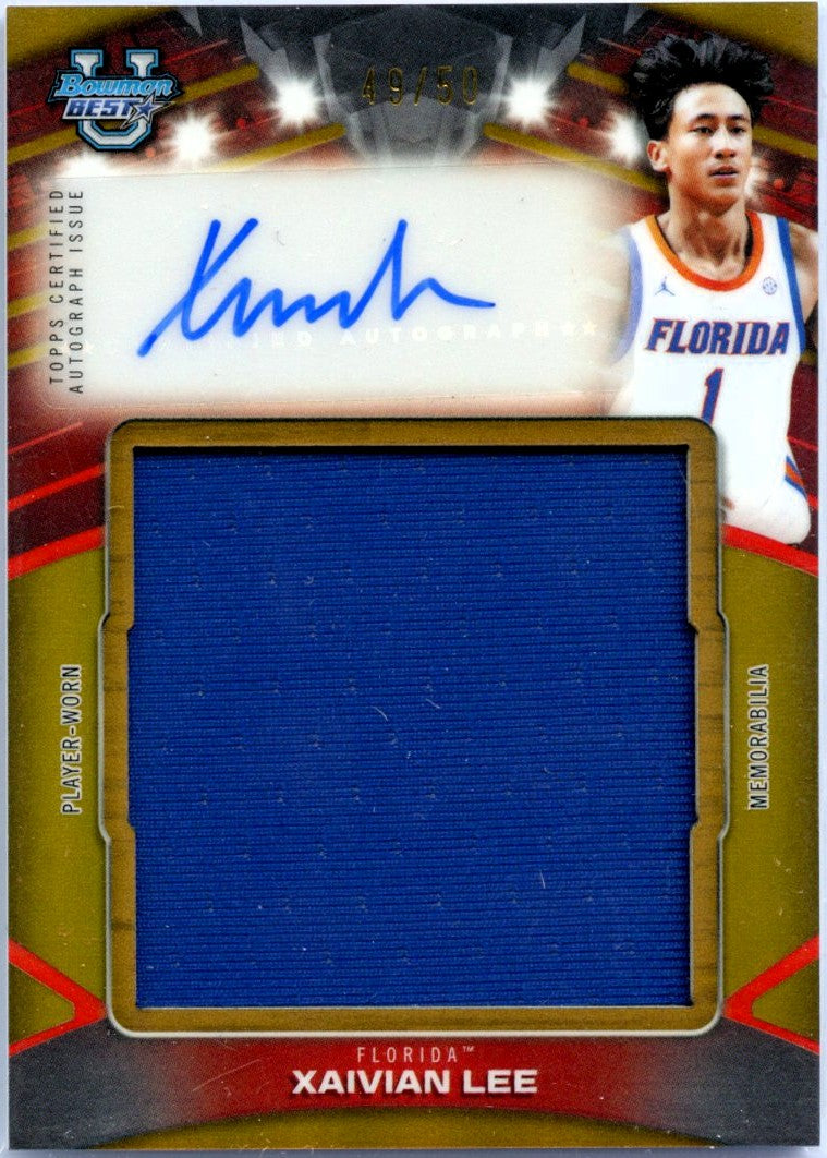 Xaivian Lee RC 2025 Bowman U Best Gold Rookie Patch Auto SP 49/50-1