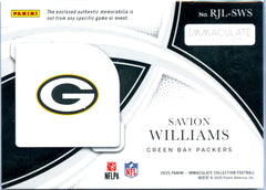 Savion Williams RC 2025 Immaculate Glove Nike Swoosh Rookie Patch SP 14/15-2