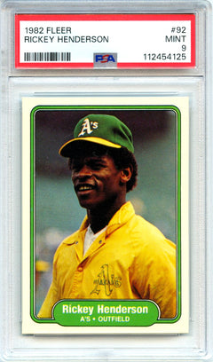 Rickey Henderson 1982 Fleer Baseball #92 PSA 9-1