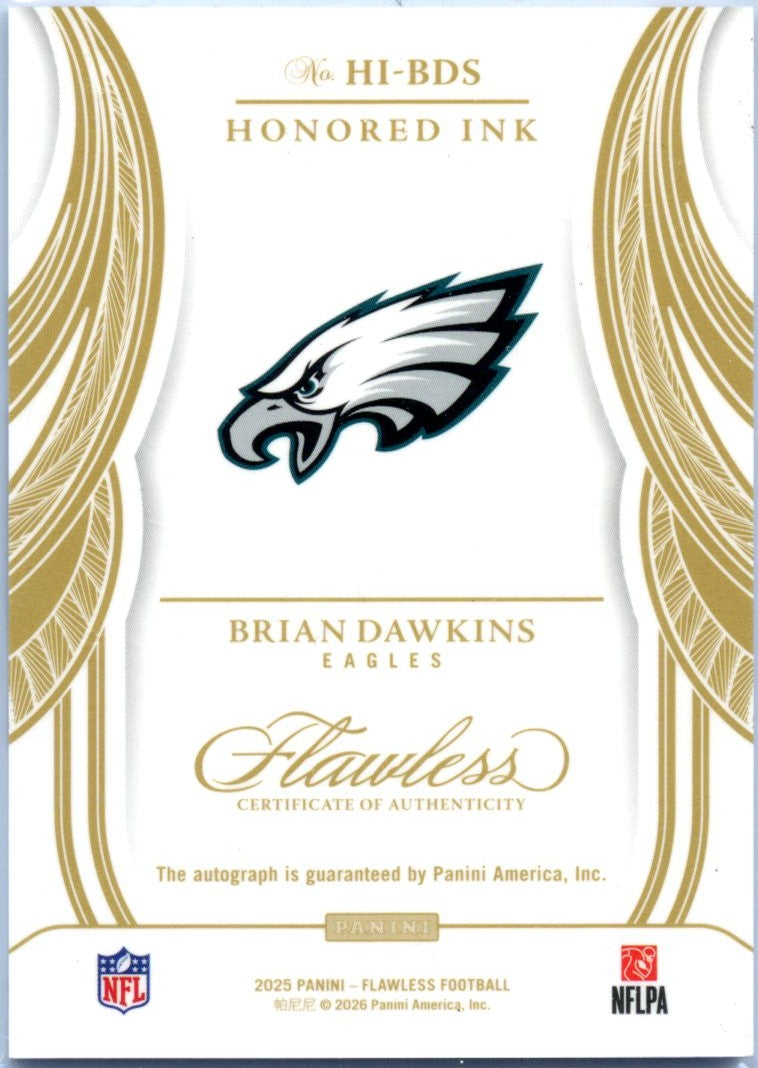 Brian Dawkins 2025 Flawless Red Inscribed Honored Ink Auto SP 11/15-2