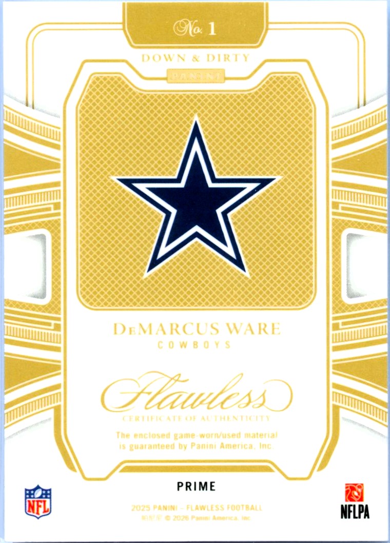 Demarcus Ware 2025 Flawless Prime Jumbo Game Used Patch SP 7/8