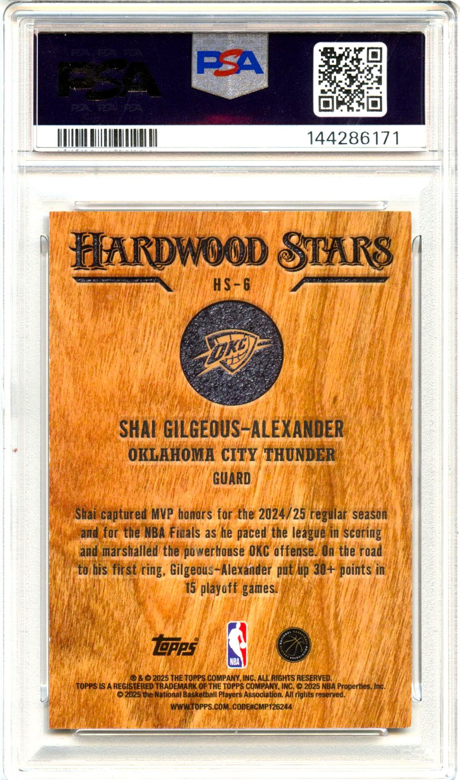 Shai Gilgeous-Alexander 2025-26 Topps Hardwood Stars SSP PSA 8