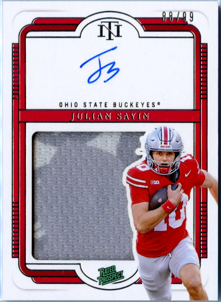 Julian Sayin RC 2025 National Treasures Collegiate Rookie Patch Auto SP 88/99-1