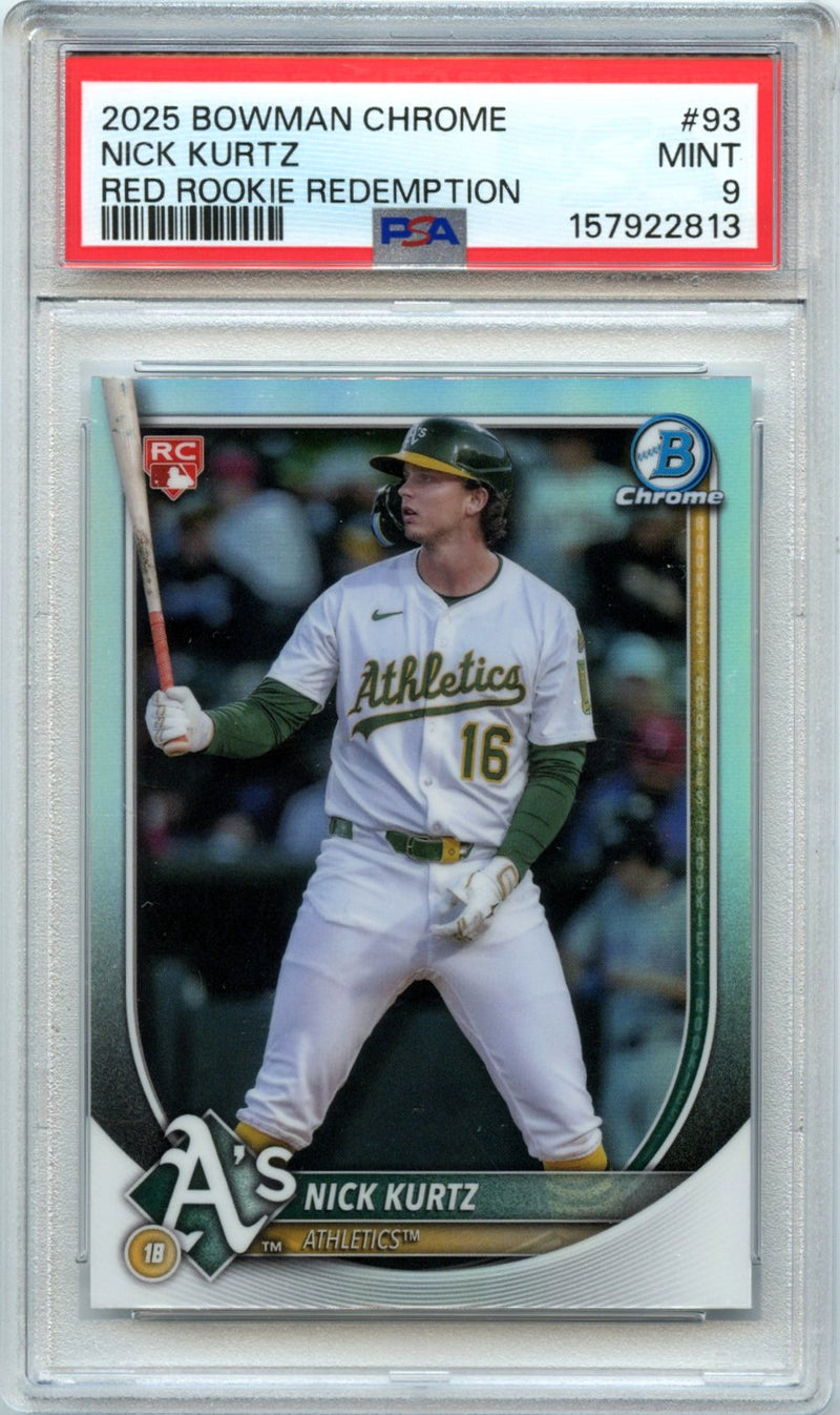 Nick Kurtz RC 2025 Bowman Chrome Red Rookie Redemption #93 PSA 9-1