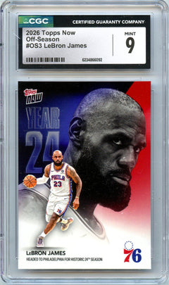 Lebron James 2026 Topps Now Off Season CGC 9-1