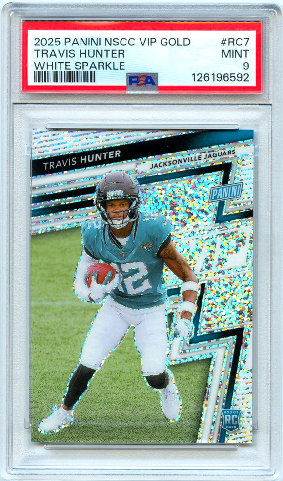 Product Travis Hunter RC 2025 Panini National Gold Pack White Sparkle Rookie SSP PSA 9 Link