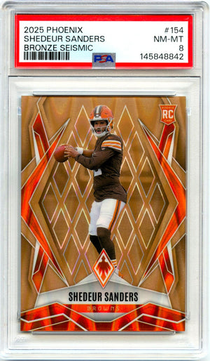 Shedeur Sanders RC 2025 Panini Phoenix Bronze Seismic Rookie SP 14/15 PSA 8