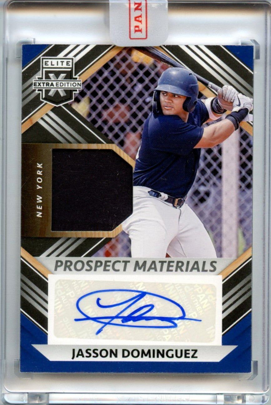 Jasson Dominguez RC 2022 Donruss Elite Prospect Materials Rookie Patch Auto-1