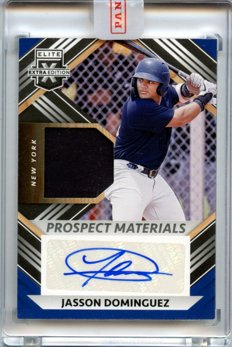 Jasson Dominguez RC 2022 Donruss Elite Prospect Materials Rookie Patch Auto-1