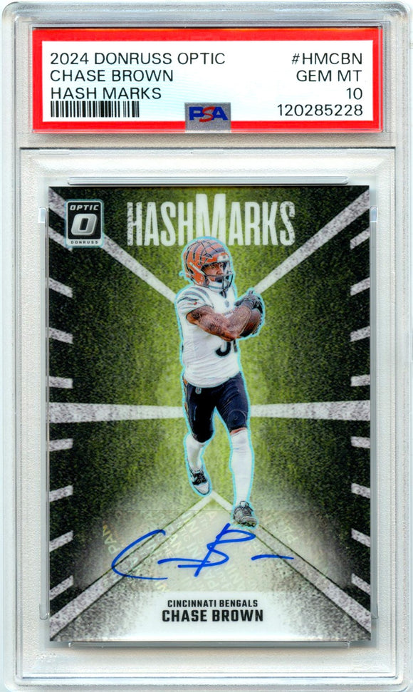 Product Chase Brown 2024 Donruss Optic Hash Marks Auto PSA 10 Link