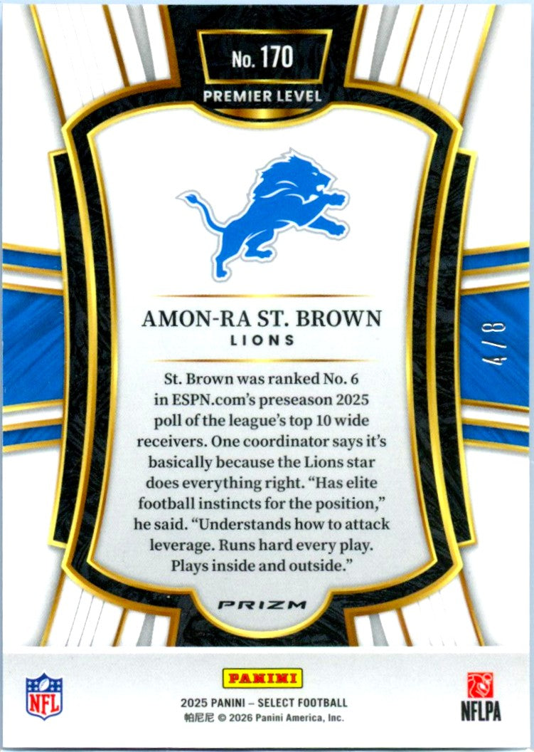 Amon-Ra St Brown 2025 Panini Select Premier Level Lucky Envelope SP 4/8