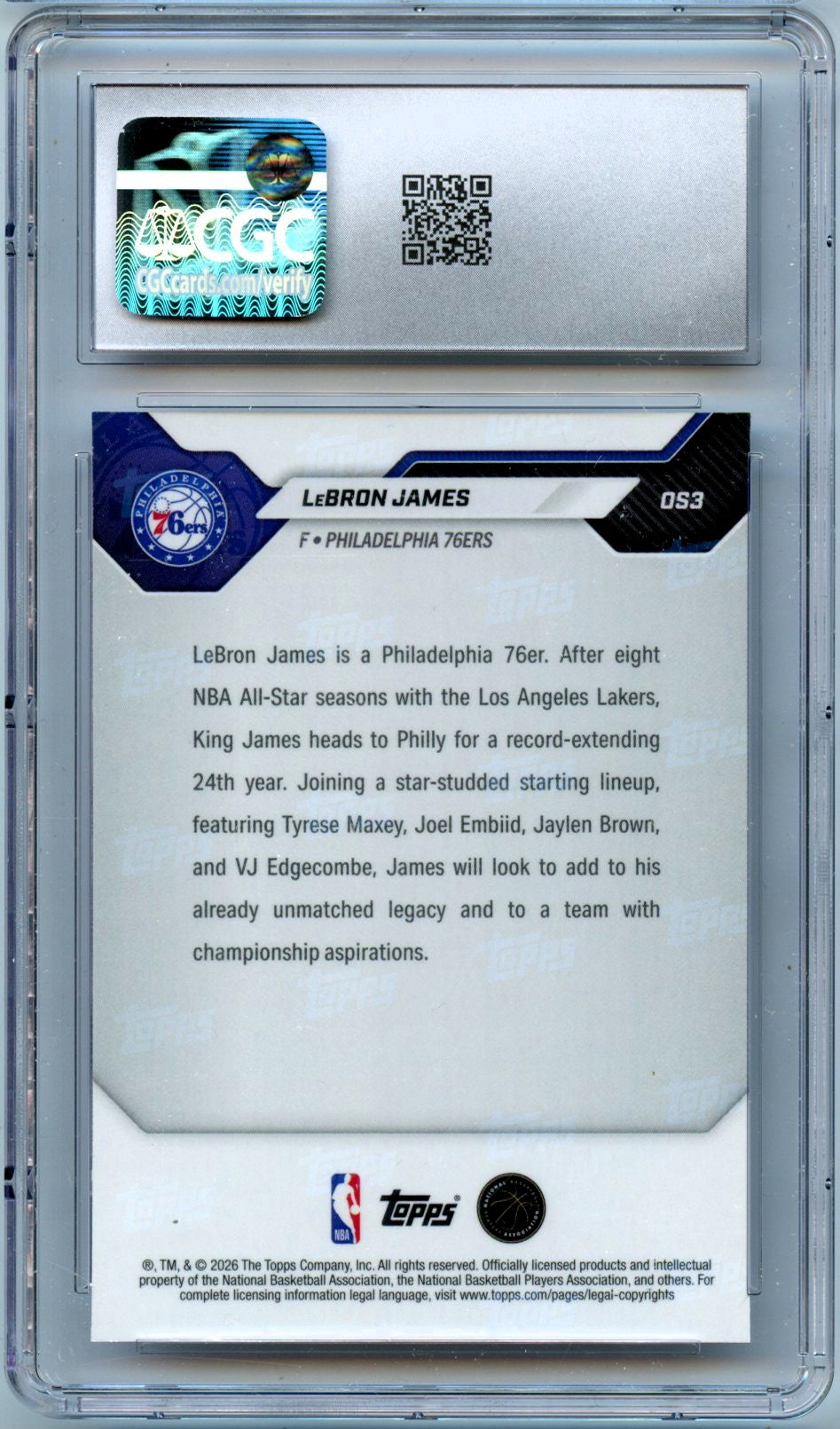 Lebron James 2026 Topps Now Off Season CGC 9-2