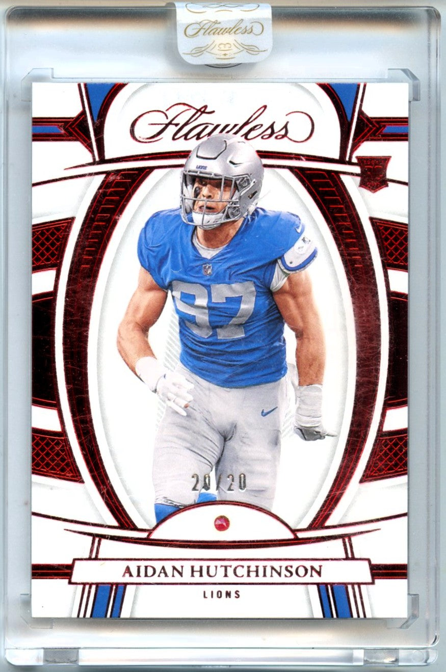 Aidan Hutchinson RC 2022 Flawless Red Ruby Diamond Rookie SP 20/20