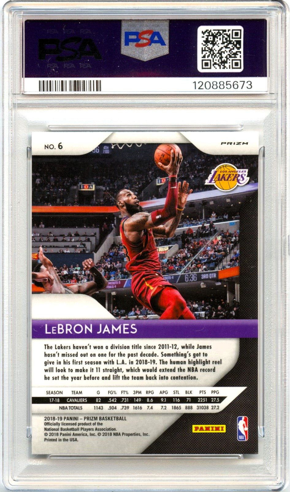 ☆ LEBRON JAMES ☆ 2018-19 PRIZM【 SILVER Prizm 】☆