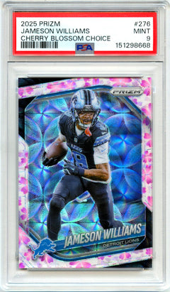 Jameson Williams RC 2025 Panini Prizm Cherry Blossom Choice SP 3/15 PSA 9-1