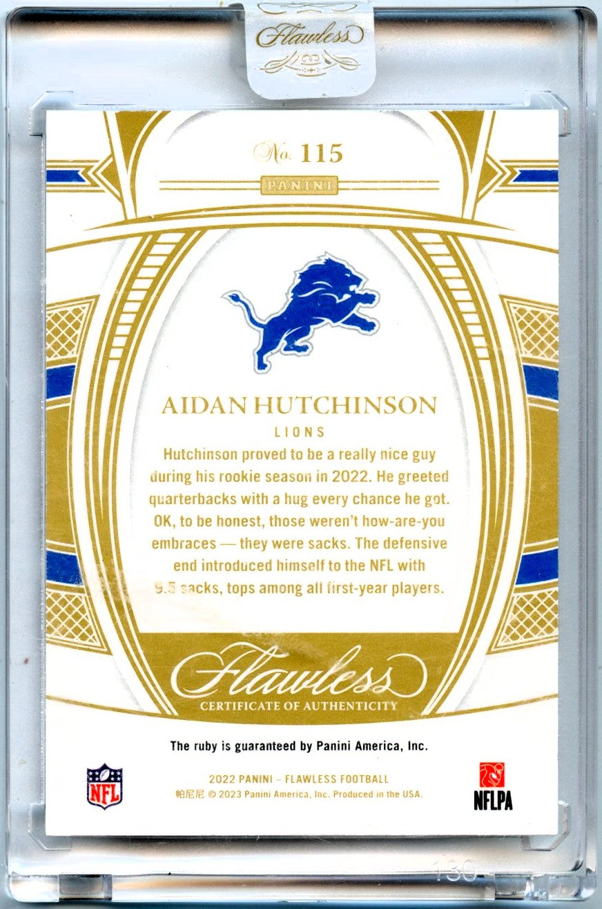 Aidan Hutchinson RC 2022 Flawless Red Ruby Diamond Rookie SP 20/20-2