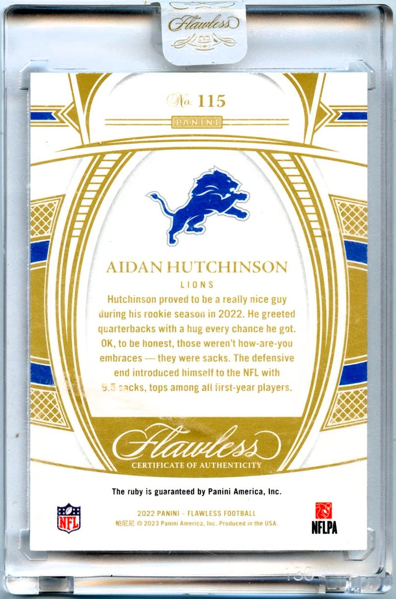 Aidan Hutchinson RC 2022 Flawless Red Ruby Diamond Rookie SP 20/20-2