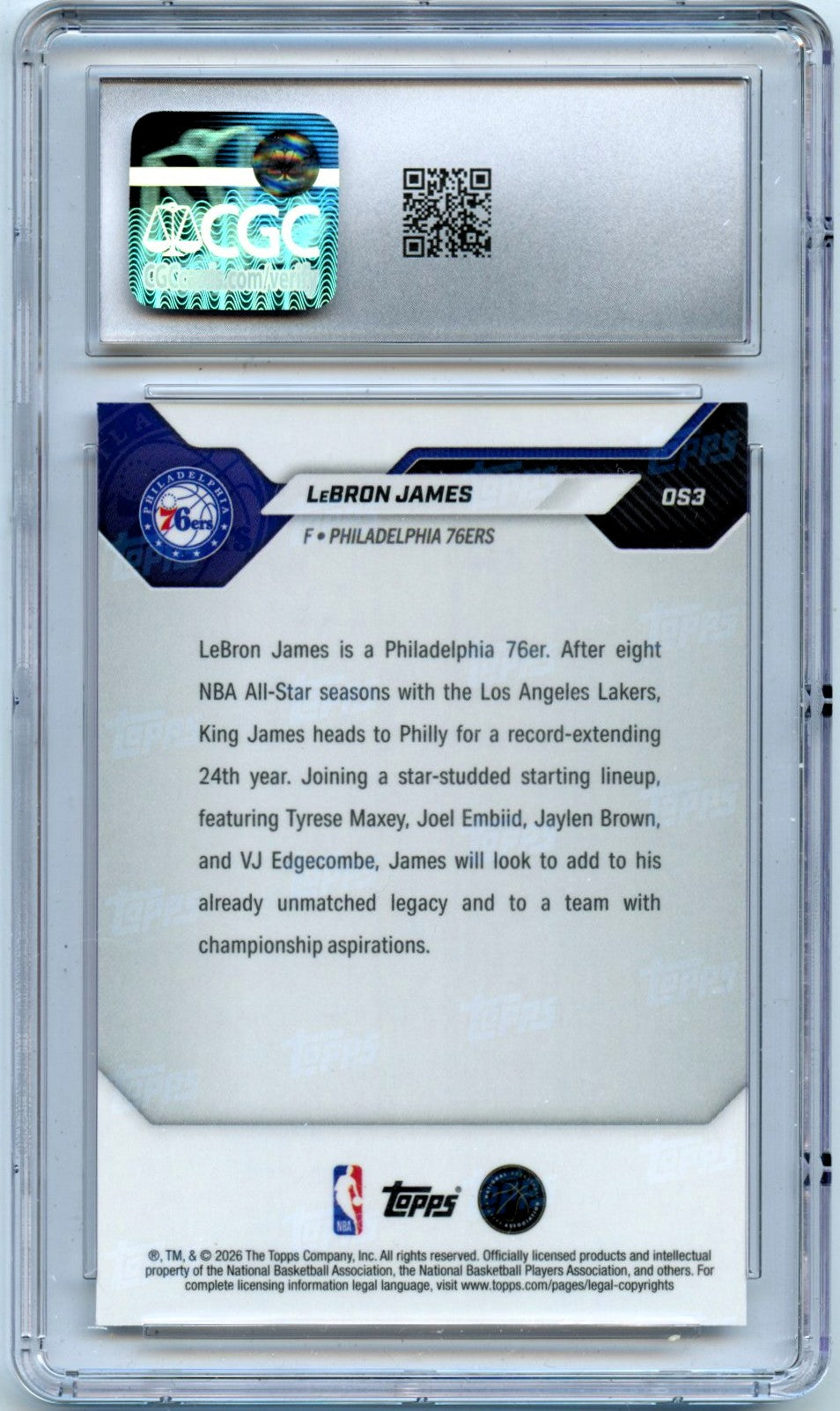 Lebron James 2026 Topps Now Off Season CGC 9.5