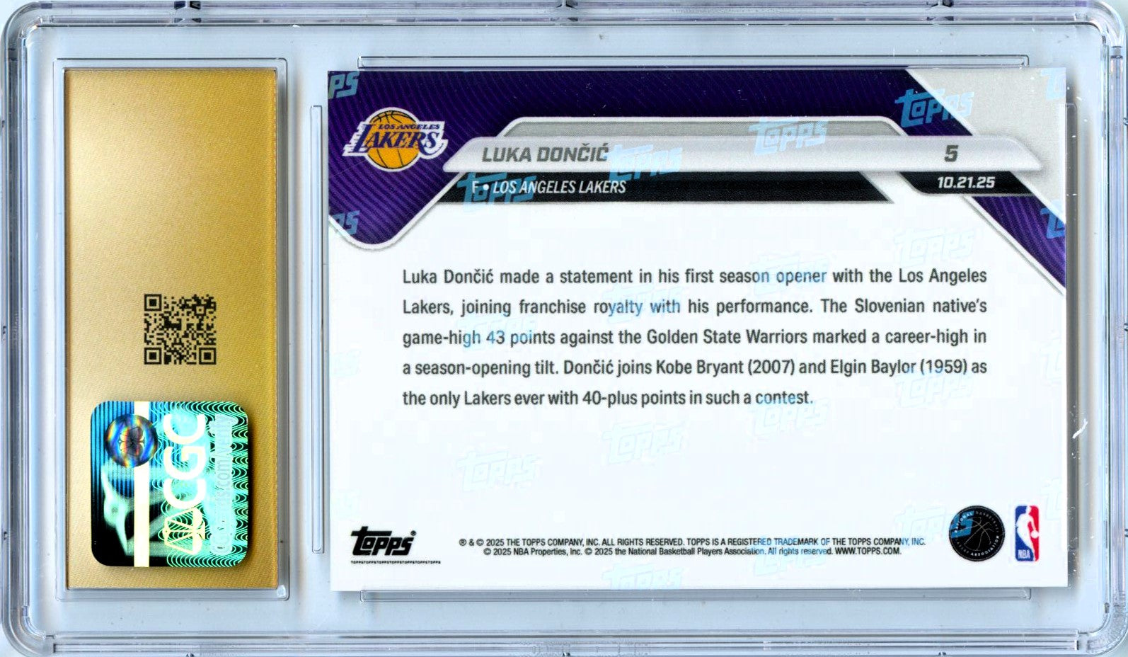 Luka Doncic 2025-26 Topps Now #5 CGC 10 Pristine-2