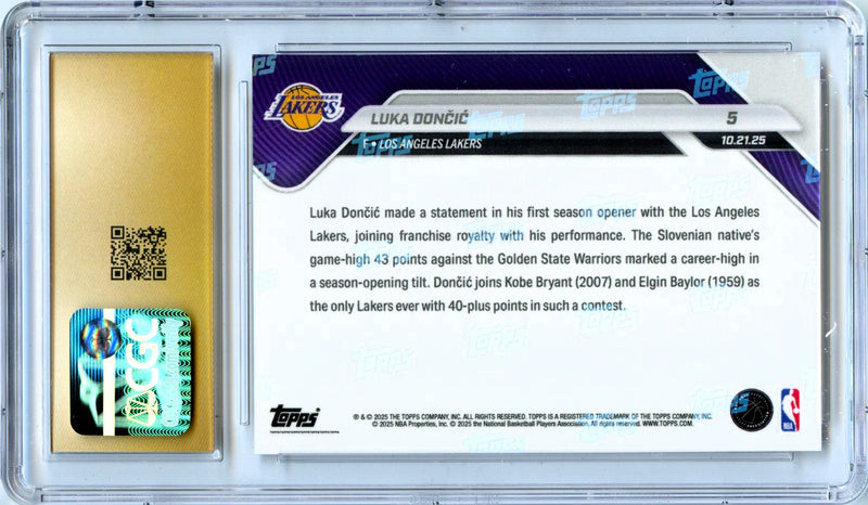 Luka Doncic 2025-26 Topps Now #5 CGC 10 Pristine-2