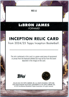 Lebron James 2024-25 Topps Inception Game Used Patch-2