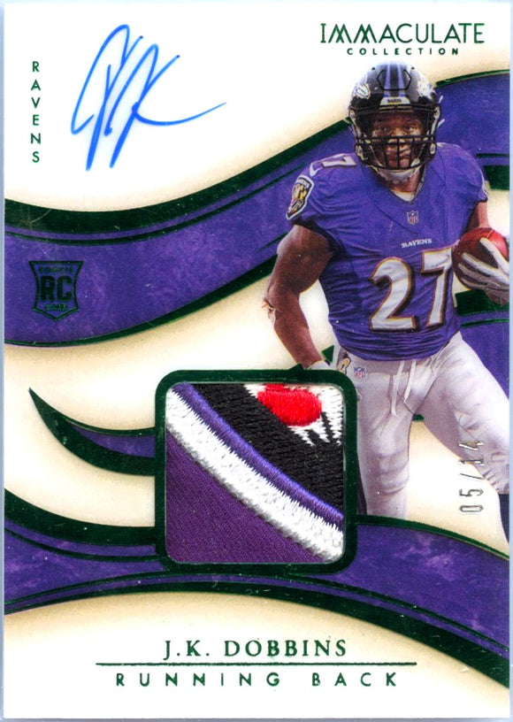Product Jk Dobbins RC 2020 Immaculate Green Rookie Patch Auto SP 5/14 Link