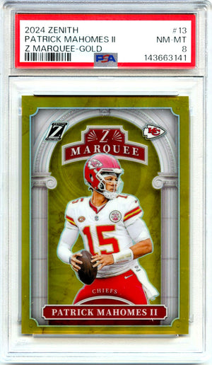 Patrick Mahomes II 2024 Panini Zenith Gold Z Marquee SP 9/10 PSA 8
