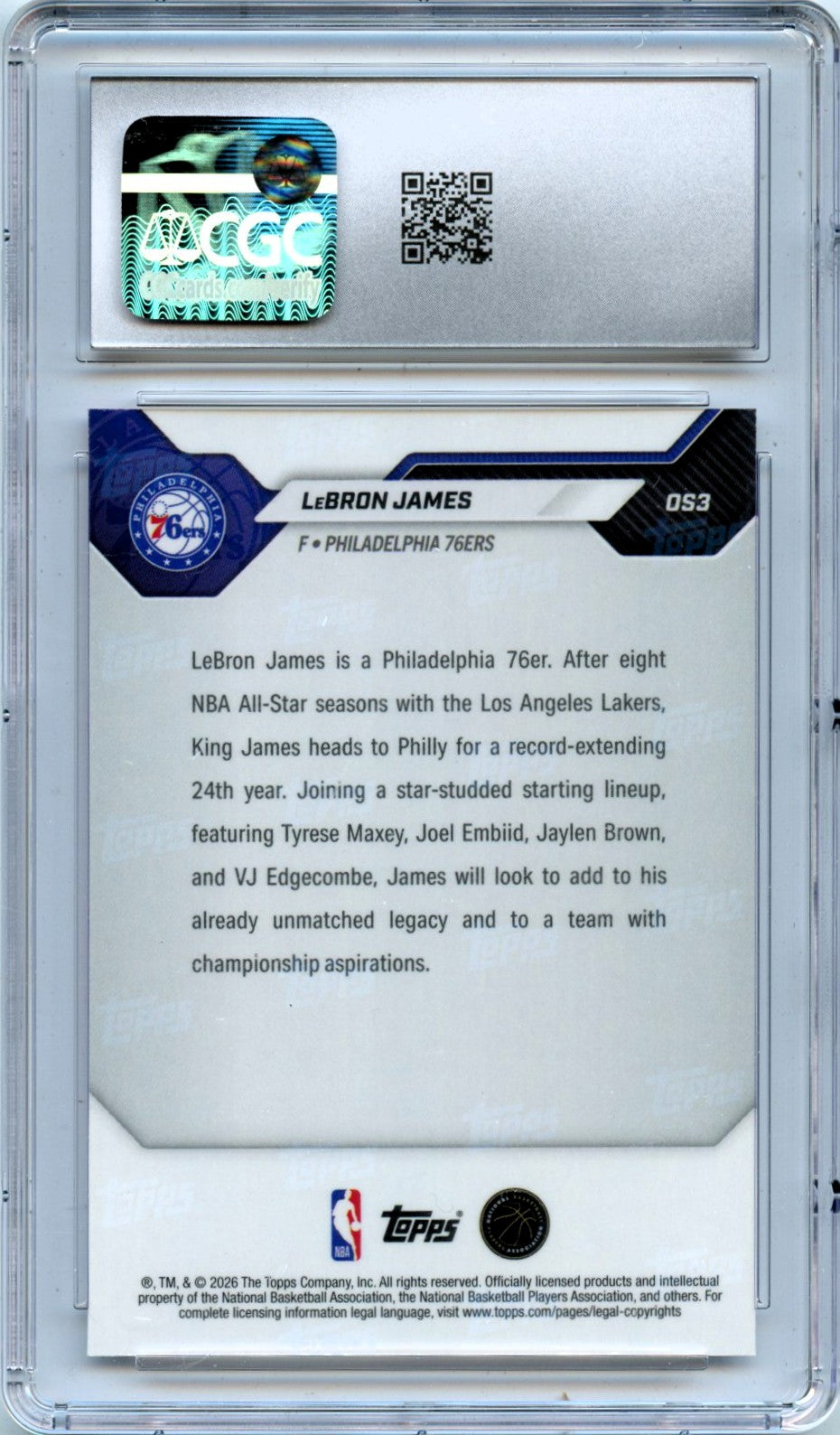 Lebron James 2026 Topps Now Off Season CGC 10-2