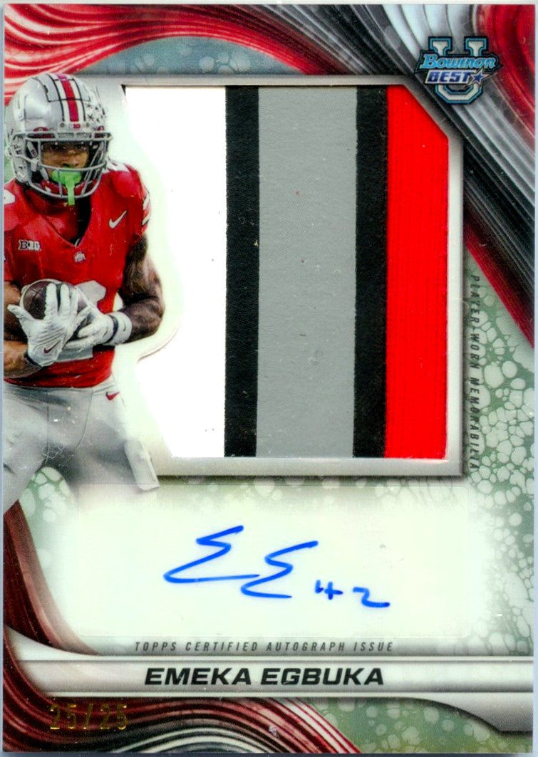 Emeka Egbuka RC 2024 Bowman U Best Honor Roll Rookie Patch Auto SP 25/25-1