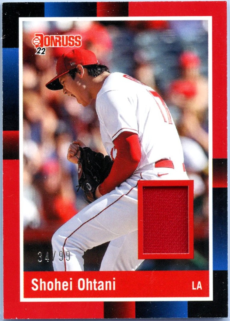 Shohei Ohtani 2022 Donruss 1988 Retro Throwback Jersey Patch SP 34/99