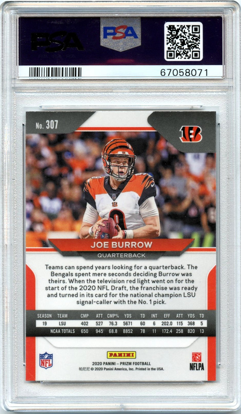 Joe Burrow RC 2020 Panini Prizm Rookie #307 PSA 10-2