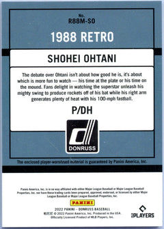 Shohei Ohtani 2022 Donruss 1988 Retro Throwback Jersey Patch SP 34/99-2