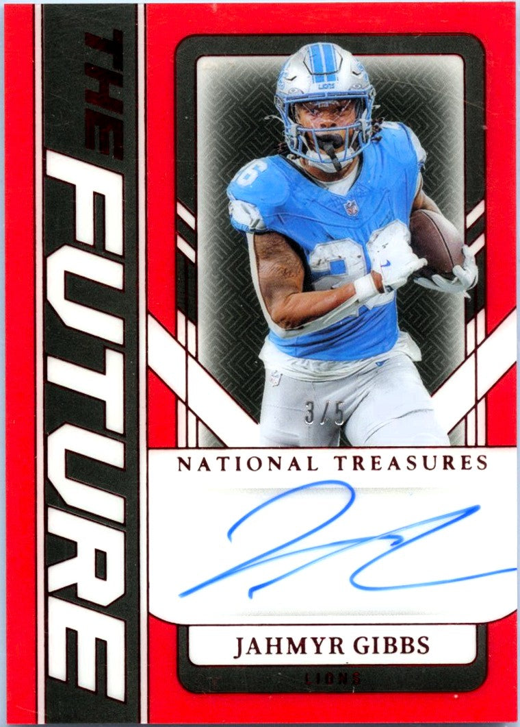 Jahmyr Gibbs 2024 National Treasures Red The Future Auto SP 3/5-1