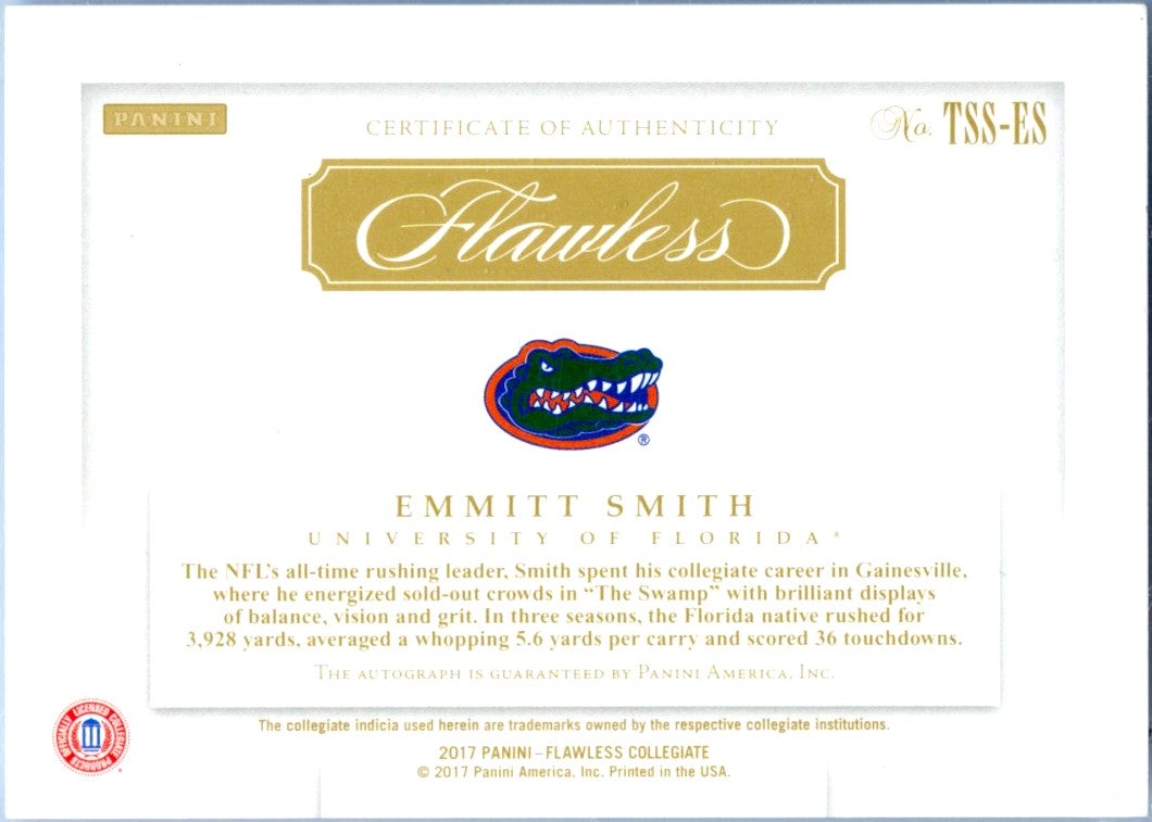 Emmitt Smith 2017 Flawless Collegiate Team Slogan Auto SP 1/10
