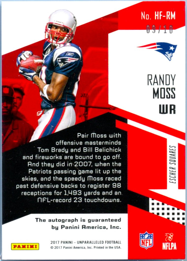 Randy Moss 2017 Panini Unparalleled Blue High Flyers Auto SP 9/10-2