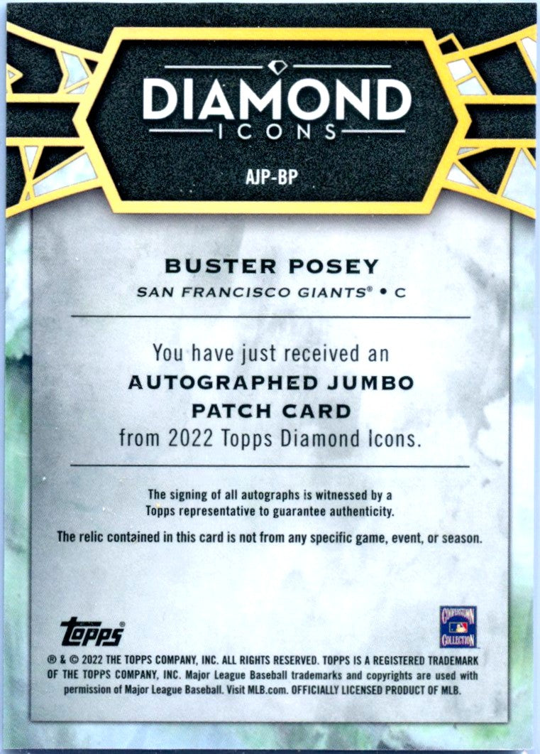 Buster Posey 2022 Topps Diamond Icons Red Jersey Patch Auto SP 2/5-2
