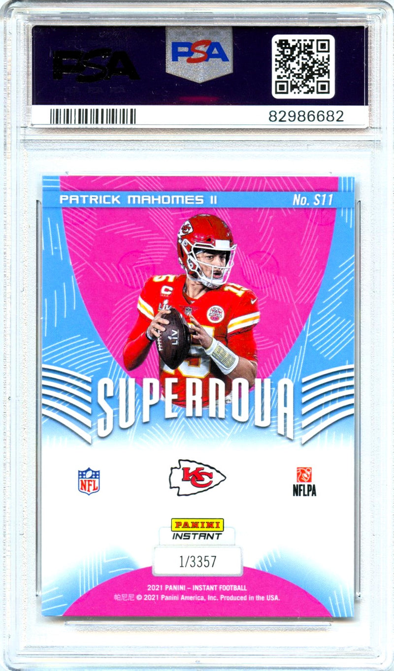 Patrick Mahomes II 2021 Panini Instant Supernova SP /3357 PSA 10-2